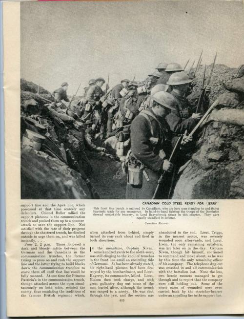 A black-and-white photograph of soldiers in a trench waiting to go over the top.