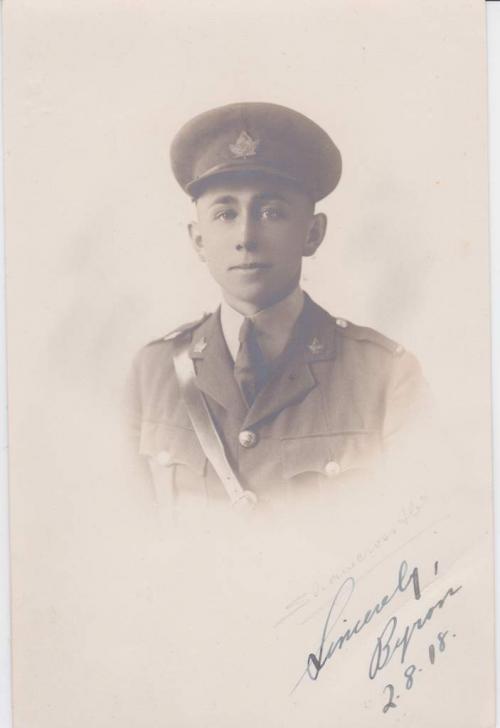 A black-and-white portrait-style photograph of Byron Cooper Sisler in his officer’s uniform