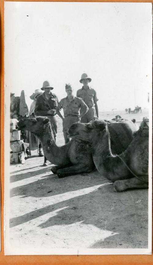 A black-and-white photograph of Gurney Smith with a camel.