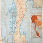A vividly coloured silk map with India on one side, Burma/Siam on the  other.