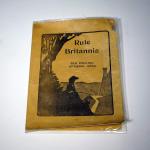 A folded, over-sized song sheet with the music for the song “Rule Britannia.”