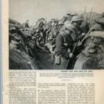 A black-and-white photograph of soldiers in a trench waiting to go over the top.